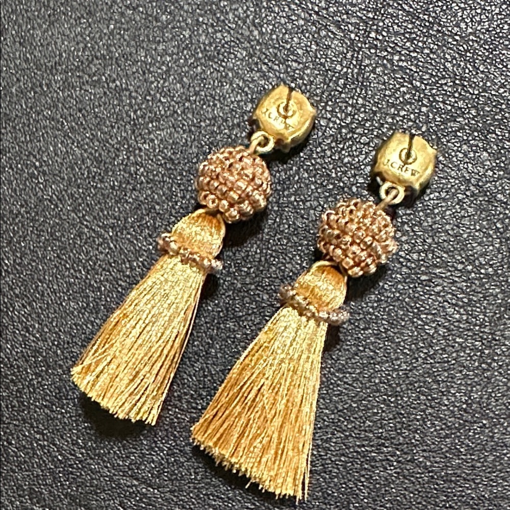 J Crew Metallic Gold Tone Tassel Post Earrings - Picture 10 of 12